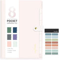 Sooez Elegant Accordion File Organizer with Labels, 8 Pocket Expanding File Folder, Portable Folders for Documents, Cute Paper Organizer for School Office Supplies, Letter Size, Off White by Sooez