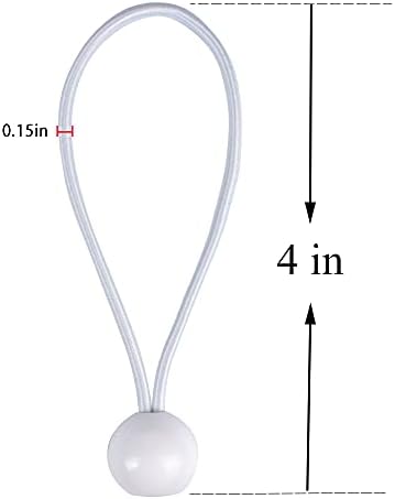 AOPRIE 30 Pcs Bungee Cords with Balls 4 inch White Ball Bungees Heavy Duty Tarp Bungee Cords Trap Weather Resistant Tie Down Strap for Camping, Tents, Cargo, Holding Wire and Hoses - Image 2