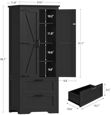 TEENFON Storage Cabinet with Doors & Adjustable Shelf - Image 3