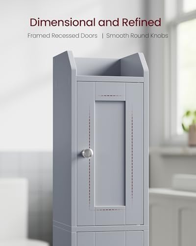 VASAGLE Small Storage Corner Floor Cabinet, 2 Doors, Dove Gray - Image 6