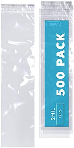 3" x 12" Zip Bags, 500 Pack, 2 Mil, Reclosable for Incense Packaging, GPI by GPI