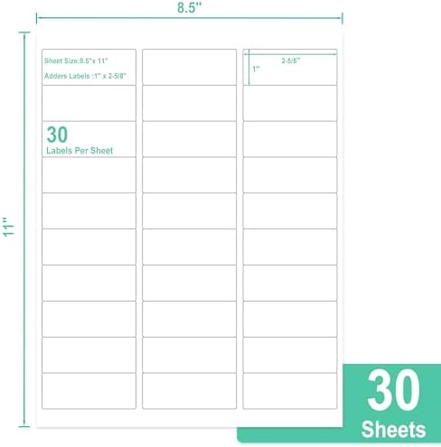 L Liked Address Labels 1" x 2-5/8" 900 Count 30 per Sheet (30 Sheets) - Image 2