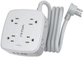 6 Ft Surge Protector Power Strip - 8 Widely Outlets with 4 USB Ports, 3 Side Outlet Extender with 6 Feet Extension Cord, Flat Plug, Wall Mount, Desk USB Charging Station, ETL, Grey by YISHU