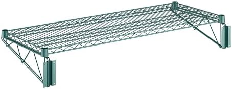 18" x 48" Wire Green Epoxy Wall Mount Shelf, Commercial Fixed Wall Mount Rack, NSF, Metal Floating Shelving for Kitchen, Stock Rooms, Home and Hotel by Zedfire