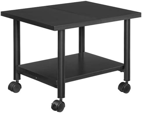 HOOBRO Printer Stand, 2-Tier Industrial Under Desk Printer Cart with Shelf, Mobile Heavy Duty Storage Rack on Wheels for Home, Office, Black BB02PS01G1 by HOOBRO