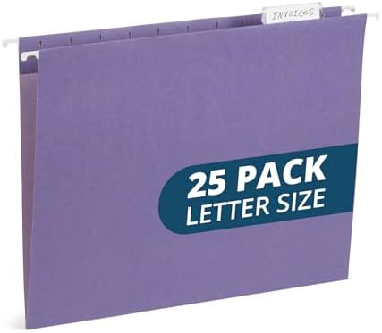 Blue Summit Supplies 25 Hanging File Folders, Letter Size, Purple by BlueSummitSupplies