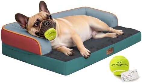 Comfort Expression Washable Dog Bed with Bolster for Medium to Large Dogs by ComfortExpression