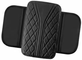 Car Center Console Cover, Middle Console Cushion with Storage Pockets, Leather Car Armrest Pad, Universal Arm Rest Cover for Vehicle Interior Accessories (Black) by Unknown