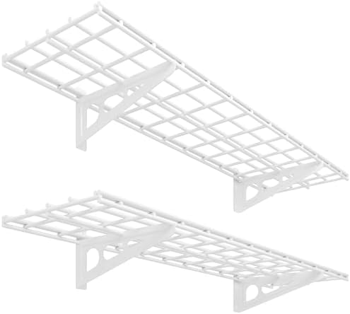 FLEXIMOUNTS 2-Pack 1x4ft 12-inch-by-48-inch Wall Shelf Garage Storage Rack Wall Mounted Floating Shelves, 450 lbs Load Capacity, White, Classic Series by FLEXIMOUNTS