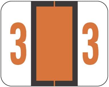 Doctor Stuff - File Folder Labels, Number 3, Tab Products 1282 Match - A1282 Series Chart Stickers, Dark Orange, 1" x 1-1/4", #3, 500/Roll by DoctorStuff