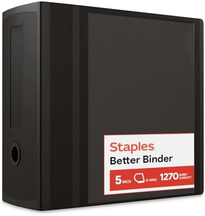 Staples Better Binder, 5 Inch D-Ring, Black, Reinforced Spine by Staples