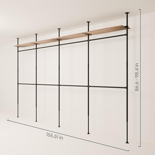 pamo Adjustable Clothes Rack with Shelves 155" W x 86"-98" H - Image 2