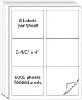 MPRT 5000 Sheets 3-1/3" x 4" Shipping Address Labels Printable Label Stickers Paper for Laser/Inkjet Printer 6 per Page Mailing Labels, FBA Box Labels - Matte, 30000 Labels by Unknown