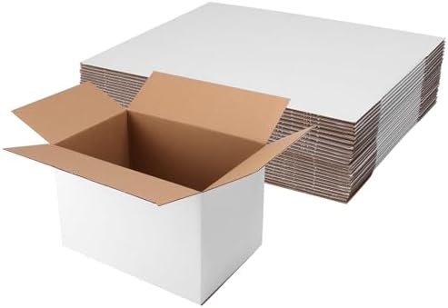 Hoikwo 8x5x5 Shipping Boxes Set of 25, White Corrugated Cardboard Box for Small Business for Packaging Mailing by Hoikwo