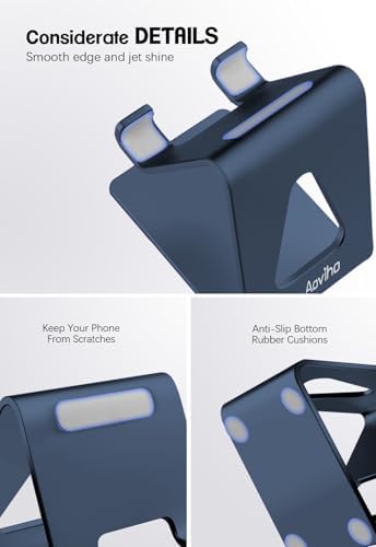 Aoviho Cell Phone Stand for Desk, Aluminum Phone Holder,Navy Blue - Image 4