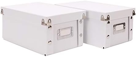 Snap-N-Store Index Card Holder Storage Box - Collapsible Organizer Box fits 1100 Flash Cards - Business, Recipe, or Note Card - 4 x 6, 2 Pack, White by Snap+N+Store