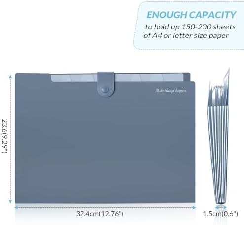 SKYDUE Expanding File Organizer with 8 Pockets, Accordion File Folders with Labels, Portable Document Paper Bill Receipt Organizer, Home College School Office Supplies, Letter Size, Blue - Image 5