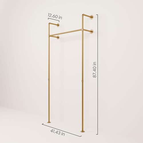 pamo Gold Clothing Rack Wall Mounted – 41" W × 87" H, 309 lbs - Image 2