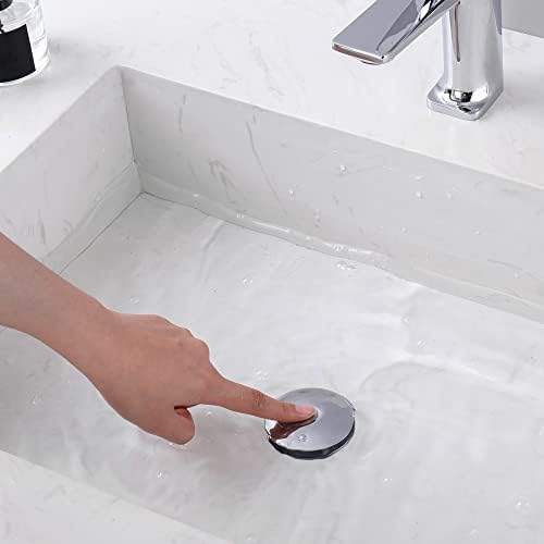 Universal Pop-Up Bathroom Sink Stopper - for 1.1~1.5 Inch Wash Basin Drain Strainer, Bounce Sink Drain Filter with Hair Catcher, Anti Clogging Stainless Steel Sink Plug, Chrome - Image 4