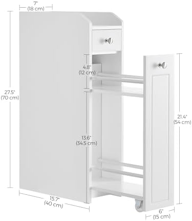 VASAGLE Small Bathroom Storage Cabinet, with Slide Out Drawers，Cloud White - Image 3