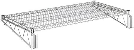 24" x 48" Wire Chrome Wall Mount Shelf, Commercial Fixed Wall Mount Rack, NSF, Metal Floating Shelving for Kitchen, Stock Rooms, Home and Hotel by Zedfire