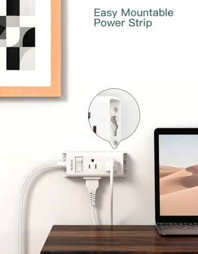 Addtam Flat Plug Power Strip with 6 Outlet Extender, 25 FT Extension Cord Flat Wall Plug with Multiple Outlets, No Surge Protector for Cruise Ship, Travel, Dorm, Home Office, Cruise Essentials, White - Image 5