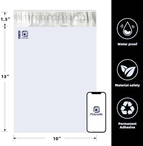 POLYSELLS 500 pcs 10x13 Inches White x Silver Poly Mailers Shipping Envelopes, Strong Adhesive Sealing, Waterproof, and Tear-resistant Postal Mailing Bags for Clothing, Books, and Accessories - Image 3