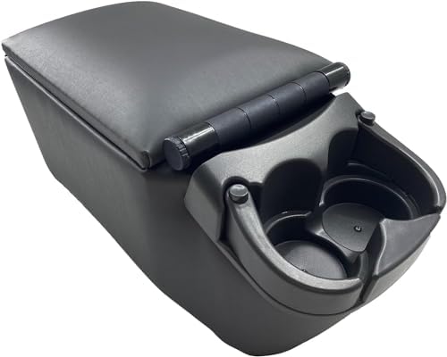 Universal Truck Seat/Bench Contractor Center Console Business Organizer and Storage with Adjustable Cup Holders, Clip Board, and Padded Top Lid for Armrest 124809 Grey by OBUYTO