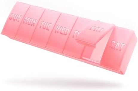 Barhon Large Weekly Pill Organizer, Big Vitamin Organizer Case for 7 Day, Travel Medicine Pill Box to Hold Various Supplements and Fish Oil, Sakura Pink by Barhon