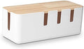Cable Management Box by Baskiss, 12x5x4.5 inches, Wood Lid, Wire Organizer for Desk TV Computer USB Hub System to Cover and Hide & Power Strips & Cords by Baskiss