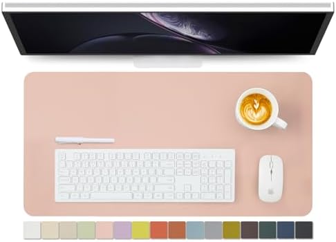 Leather Desk Mat - Non-Slip PU Desk Pad for Office and Home - Desk Organization and Accessories - Ideal for Large Mouse Pad and Desk Mats on Top of Desks (Pink,27.6"x 13.8") by HOMIEAZICOZI