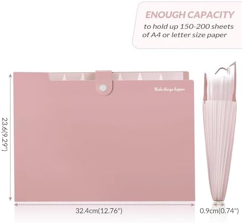 SKYDUE 8 Pockets Expanding File Folders, Accordion Folders, Portable Paper Bill Receipt Organizer, Letter Size, Home College School Office Supplies, Pink - Image 3
