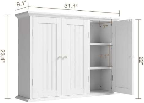 ChooChoo Laundry Cabinet with 3 Doors and Adjustable Shelves - Image 3