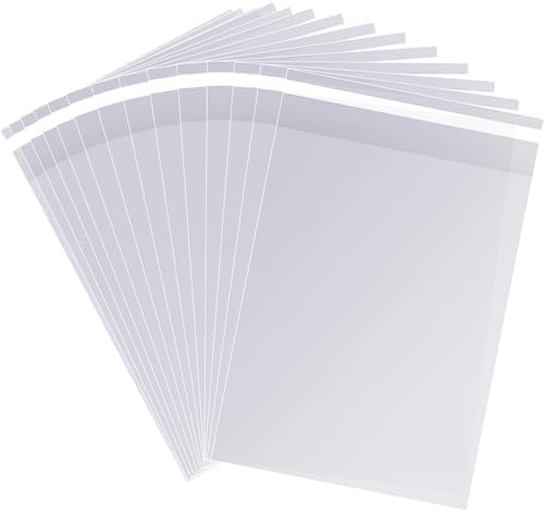 Self‑adhesive 100pcs 9X12 inch Clear Cellophane Bags Gift Wrap Treat Bags by MORIDA