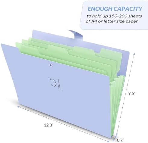 SKYDUE 4 Packs Expanding File Folder with 32 Labels,5 Pockets A4 Letter Size Accordion Folder Paper Organizer for School and Office - Image 3