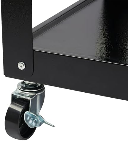 Steel Rolling Cart with Wheels, Height Adjustable Metal AV Cart Heavy Duty Rolling Work Station Media Projector Cart with Folding Drop Leaves, Supports Up to 300 LBs, 24'' x 18'' x 41.75'' - Image 6