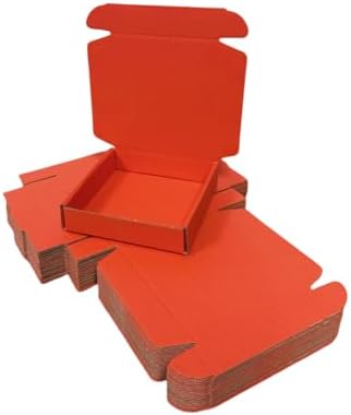 50 Pack 5.1x5.1x1.2 in Orange Red Shipping Boxes - Image 3
