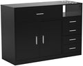 OmySalon Salon Station Free Standing Cabinet, Barber Hair Styling Stations, Beauty Spa Equipment with 5 Drawers, 1 Storage Cabinet, 3 Hair Dryer Holders, Black by OmySalon