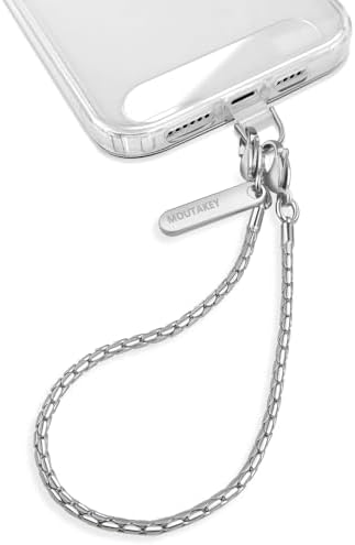 MOUTAKEY Phone Wrist Strap Metal Phone Chain Wristlet Detachable Cellphone Lanyard with 2 Tether Tabs iPhone Wrist Strap For Women iPhone Bracelet Wristlet for girls Shopping Traveling Party Walking by MOUTAKEY