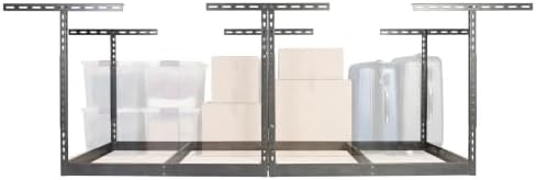 MonsterRax 4x8 Overhead Storage Rack Frame Kit, Hammertone, 24”-45” Height by MonsterRAXStorageSolutions