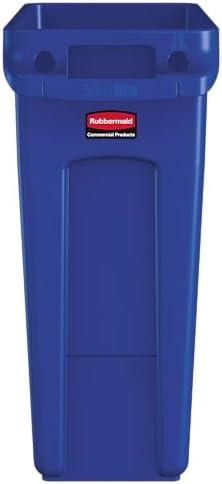 Rubbermaid Commercial Products Slim Jim Trash/Garbage Can with Venting Channels 16-Gallon Blue for Kitchen/Office/Workspace - Image 2