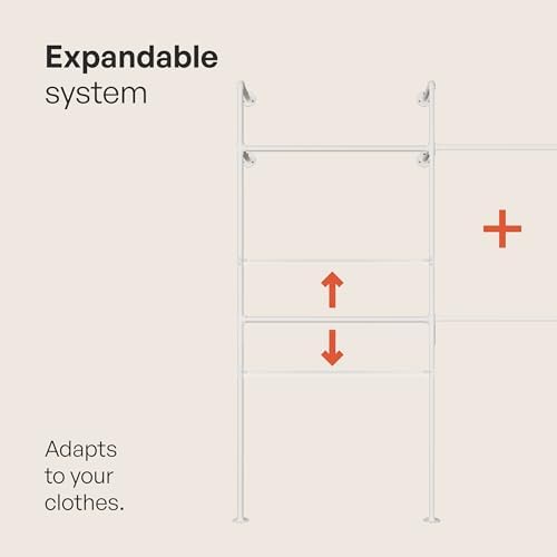 pamo Industrial Clothing Rack Wall Mounted White – 41" W × 87" H, 441 lbs - Image 6