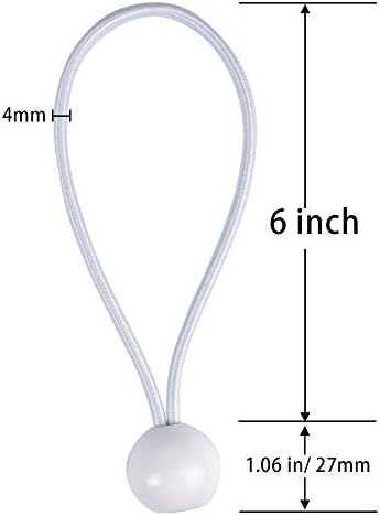 AOPRIE 30 Pack Bungee Balls 6inch White Ball Bungee Heavy Duty 6inch Tarp Bungee Cords HeavyWeight Trap Weather Resistant Tie Down Strap 4mm Thickness for Camping, Tents, Cargo, Holding Wire and Hoses - Image 3