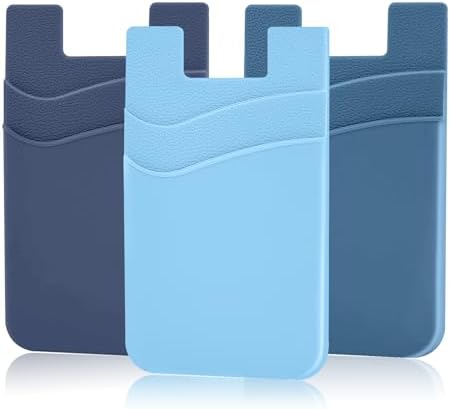 SS Phone Wallet, Phone Card holder for Phone Case Credit Card Holder Stick on, Navy Pastel Blue by SS
