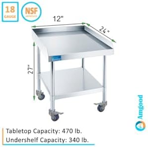 Stainless Steel Rolling Equipment Stand with Wheels (24 x 12) - Image 3