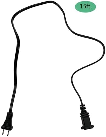 15 Foot Extension Cord, Black Two Prong Power Extension Cords,18AWG - Image 5