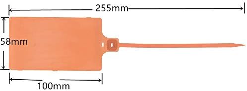 Plastic Seals Shipping Tags Logistics Use Big Sign Tie Large Label Tie, 255mm Total Length, Package of 100pcs (Orange) - Image 3