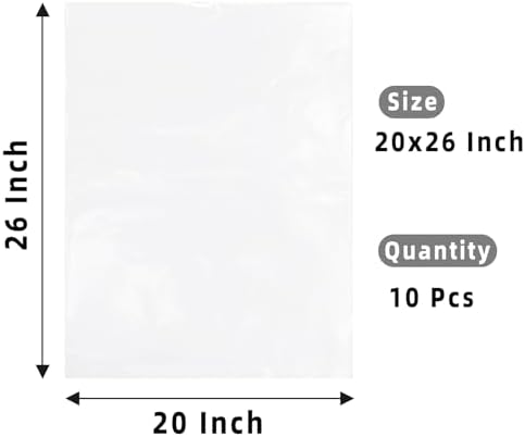 Yotelab Clear Plastic Flat Open Poly Bags for Packaging, 20x26 In, 10Pcs - Image 2