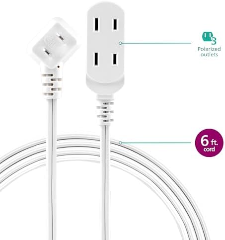 Philips 3-Outlet Flat Plug Extension Cord 6 Ft, Indoor Use, Safety Slide - Image 2