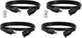 BN-LINK 6ft Indoor Outdoor Extension Cord 16/3 SJTW, 4 Pack, Black, 3-Prong, Weather Resistant & Flame Retardant, for Indoor, Garden, Landscaping & Holiday Decorations, ETL by BN-LINK